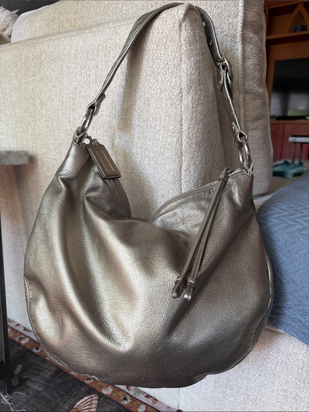 Coach Allie Metallic Bronze Leather Hobo Shoulder Bag